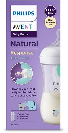 Butelki avent natural response 125ml 0m+ oraz 260 ml 1m+ z wkładką BPA FREE