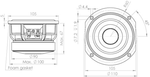 Среднечастотный динамик Wavecor WF120BD08, 12 см, 8 Ом
