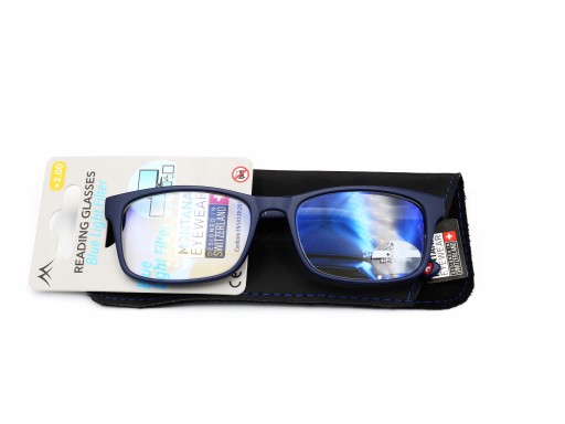 OKULARY PLUSY DO CZYTANIA BLUE LIGHT z ETUI +1.5