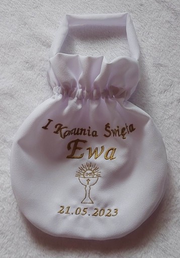 Torebka komunijna torebeczka na komunie z imieniem BIAŁA POLSKI PRODUKT