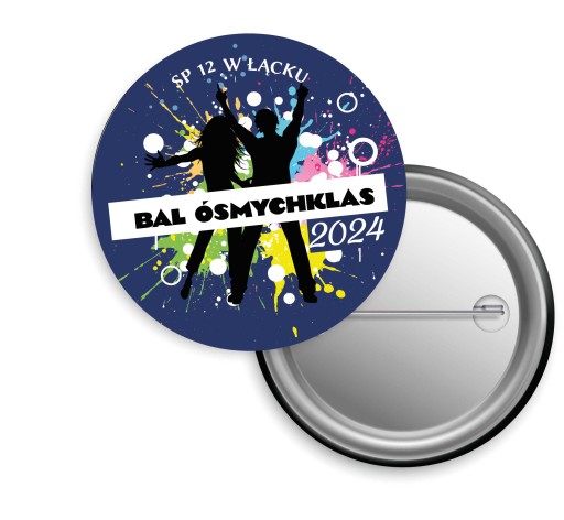 BUTTON personalizowany BAL ÓSMOKLASISTY PRZYPINKA 2024