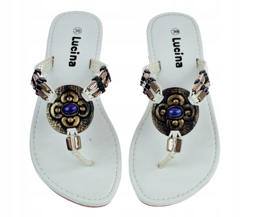 JAPONKI DAMSKIE BIAŁE CASUAL 6087 KLAPKI roz. 36