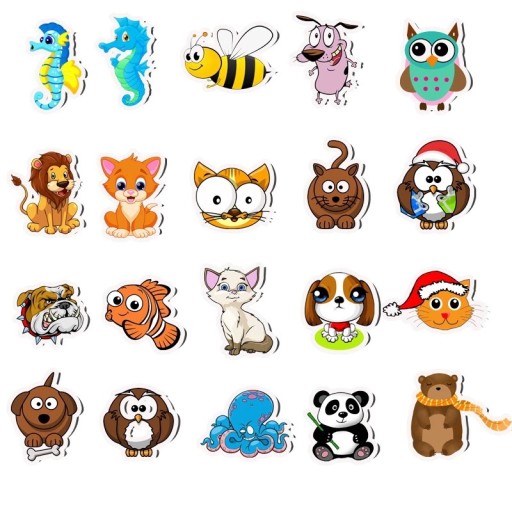 НАКЛЕЙКИ водонепроницаемые наклейки MIX ANIMALS 50 шт.