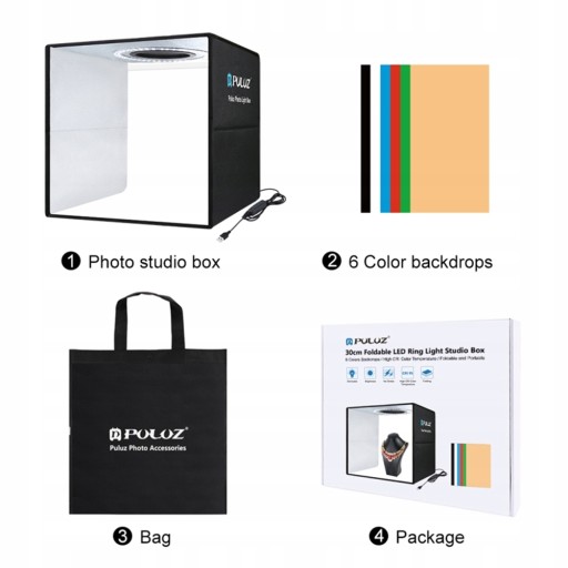 PULUZ Lightbox Мини-световой короб для фотостудии с 6 цв.