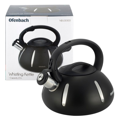 СТАЛЬНОЙ ЧАЙНИК СО СВИСТОКОМ ДЛЯ ГАЗА 2,5 Л OFENBACH
