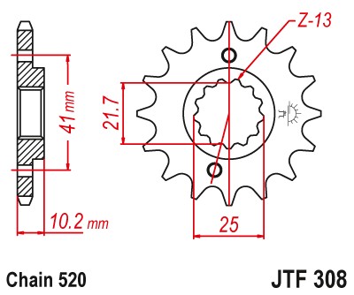 JT JTF308.14RB ВЕДУЩАЯ ЗВЕЗДОЧКА С ДЕМПФЕРОМ ВИБРАЦИИ