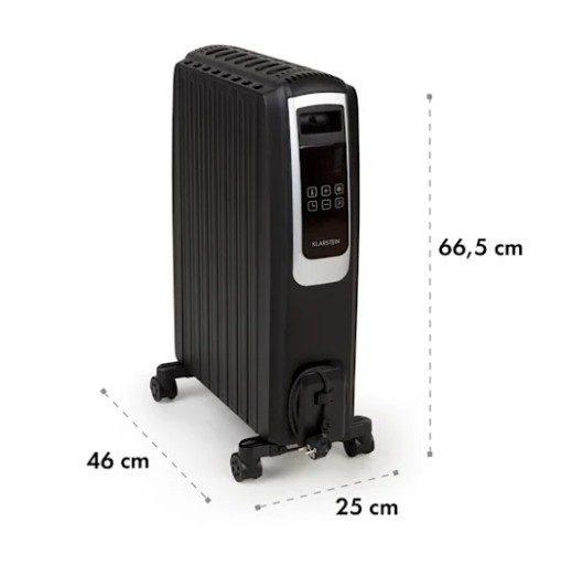 Масляный радиатор Thermaxx Noir, 2500 Вт, таймер