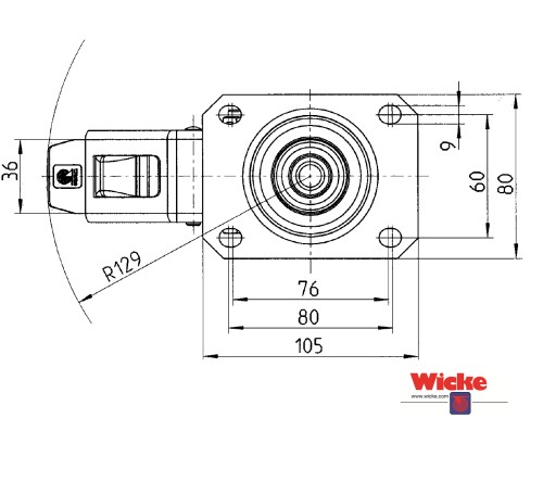 Поворотное колесо 80мм с резиновым тормозом 50кг WICKE