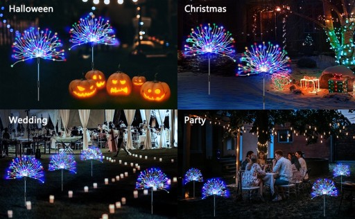 4 X СОЛНЕЧНЫЕ СВЕТОДИОДНЫЕ ЛАМПЫ Одуванчик ФЕЙЕРВЕРК МНОГОЦВЕТНЫЙ 480LED