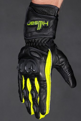 HUSAR ZR RACE fluo SKÓRZANE RĘKAWICE MOTOCYKLOWE