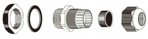 КАБЕЛЬНЫЙ ВВОД CABLE GLUTTER PG 21 серый IP68 B.10.00021 1 шт.