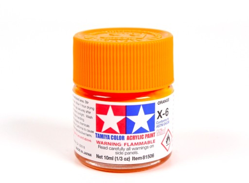 MODELARSKA FARBA AKRYLOWA POMARAŃCZOWA POŁYSK TAMIYA 10ml X-6 ORANGE (G)