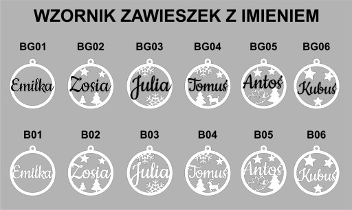 OZDOBA ŚWIĄTECZNA Zawieszka Z IMIENIEM prezent na Święta imię dziecka R20cm