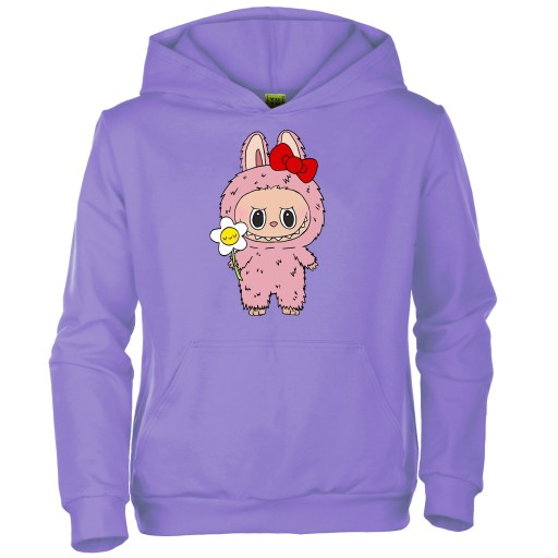 BLUZA KANGURKA DZIECIĘCA FIOLETOWA KAPTUR LALKA LABUBU LA BUBU 140/146