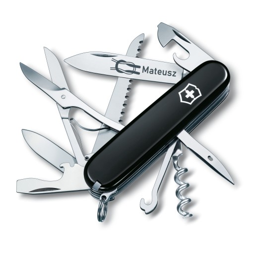 Victorinox 1.3713.3, Нож карманный Охотник + кожаный чехол + гравировка на клинке