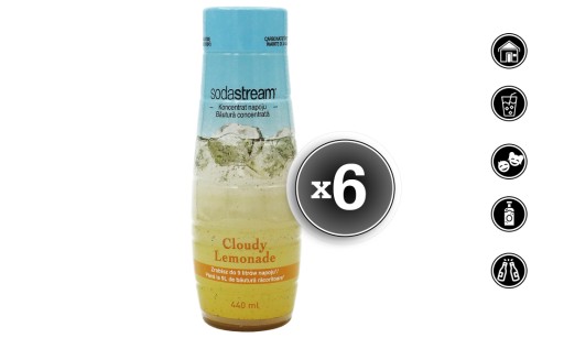 6x ЛИМОНАДНЫЙ КОНЦЕНТРАТНЫЙ СИРОП ДЛЯ НАСЫЩЕННОГО НАПИТКА SODASTREAM 9 Л, 440 мл