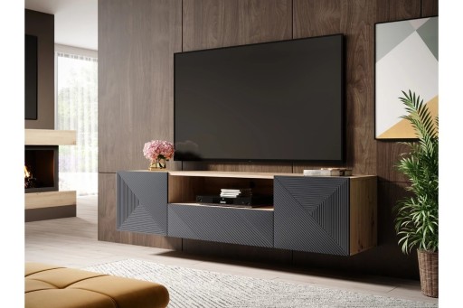 SAFKA PÓŁKA RTV WISZACA POD TELEWIZOR do salonu Asha LOFT DĄB ARTISAN 167CM