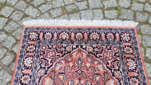 INDO GHOM LŚNIĄCY PERSKI DYWAN TKANY JEDWAB 62/104