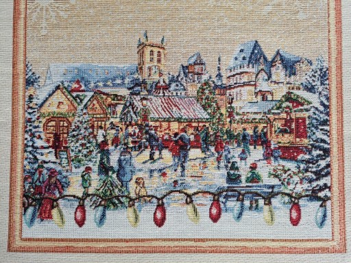 Bieżnik 40x100 cm gobelinowy świąteczny beżowy RÓŻNE WZORY ŚWIĄTECZNE