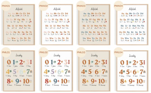 Plakat ALFABET 30x40 A3 MODNY boho vintage MONTESSORI