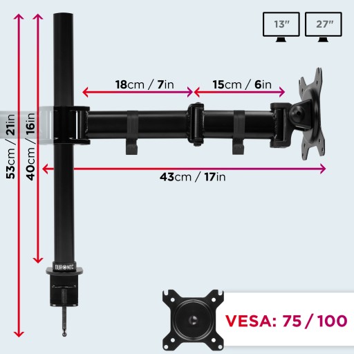 Duronic DM252 BK Двойной держатель монитора, 2 экрана