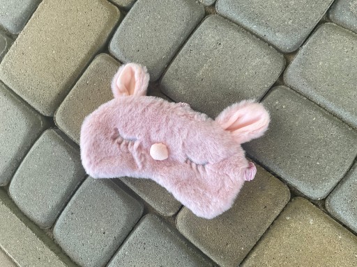 OPASKA NA OCZY MASKA DO SPANIA SNU RELAKSU KRÓLIK ZAJĄC różowy PLUSZOWY