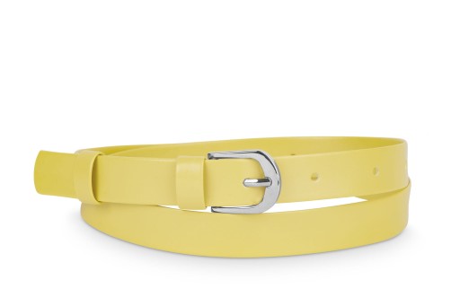 Pasek damski klasyczny żółty mat 2 cm