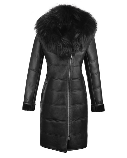 ДУБЛЕНКА КОЖАНАЯ ЖЕНСКАЯ SASKIA ЧЕРНАЯ XL/42