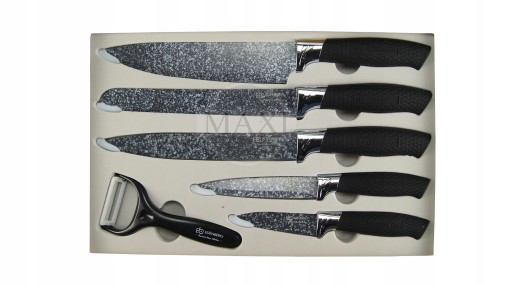 ФУНКЦИОНАЛЬНЫЙ НАБОР ИЗ 5 КУХОННЫХ НОЖЕЙ 5 шт + EDENBERG PEELER 9811 B ЧЕРНЫЙ