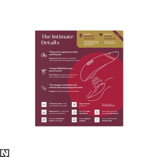 Стимулятор клитора Womanizer Premium 2 Bordeaux
