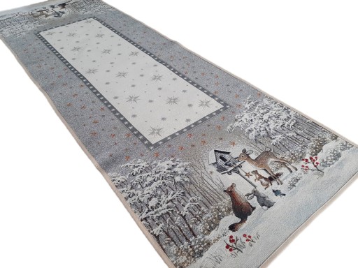 Bieżnik 47x140 cm ze zwierzętami leśnymi SZARY na zimę święta RÓŻNE WZORY