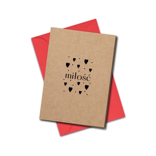 Mini kartka walentynkowa kraft, bilecik do kwiatów