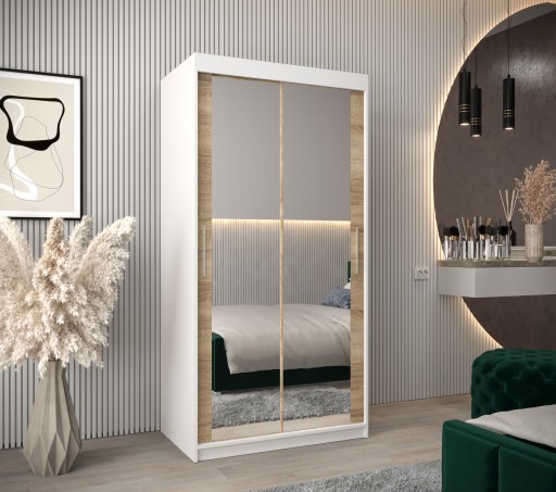 Szafa przesuwna sypialniana z regałami T3 100 cm