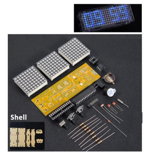 Zegar MATRIX BLUE matryca 8x24 alarm, temp, DIY KIT