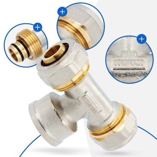 ТРОЙНИК PEX 20x3/4 GW, РЕЗЬБОВЫЙ СОЕДИНИТЕЛЬ ТРУБ, РАСПРЕДЕЛИТЕЛЬ НАПОЛЬНОГО ОТОПЛЕНИЯ