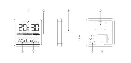 XIAOMI MiiiW ТЕРМОМЕТР ГИГРОМЕТР ПОГОДНАЯ СТАНЦИЯ ЧАСЫ