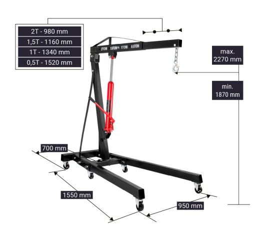 Кран для мастерской Кран-подъемник для двигателей 2T Redats H-120