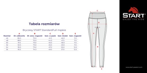 Bryczesy jeździeckie męskie START StandardFull 50