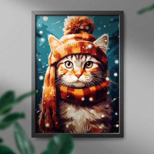 КАРТИНА ПО ЦИФРАМ Кошка Картина Картины В РАМКЕ 40х50 см Oh Art