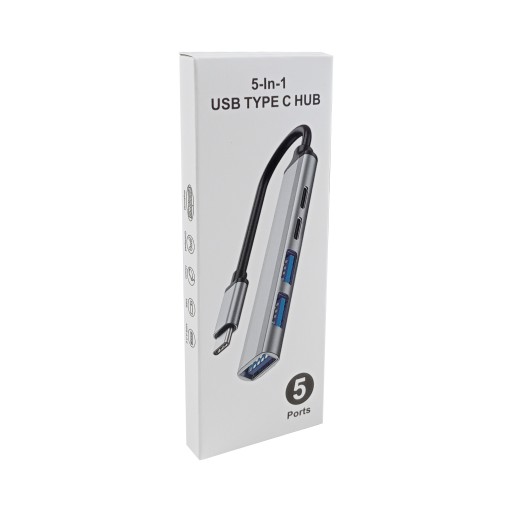 HUB USB-C Rozgałęźnik Rozdzielacz Portów Adapter SLIM 3x USB 2x USB-C PD