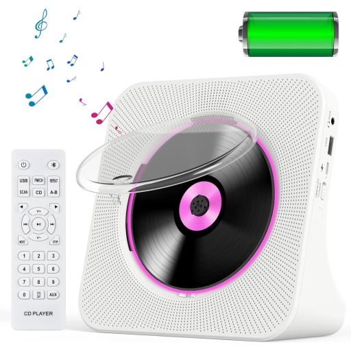 Портативный проигрыватель компакт-дисков, Bluetooth AUX, ДИНАМИКИ, FM-ПЕРЕДАТЧИК, HiFi