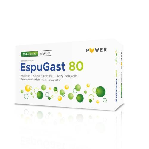 EspuGast 80mg, na wzdęcia, na odbijanie się, na gazy 60 kapsułek miękkich