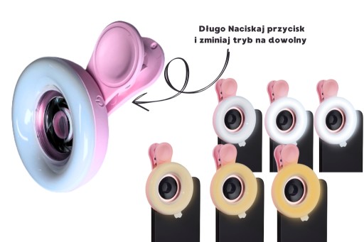 obiektyw makro z lampą PLATINUM do telefonu różowy