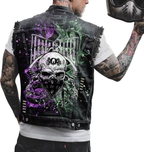 Мужской джинсовый жилет Skull Fashion