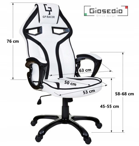 Игровое кресло GIOSEDIO Белое GAMING GP RACER