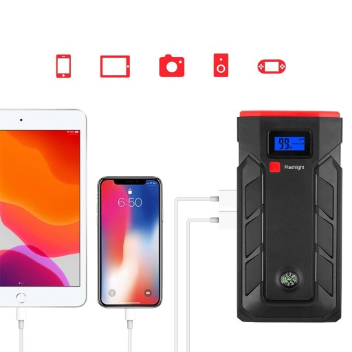 POWERBANK JUMP STARTER START BOOSTER TORCH 10400 мАч ЗАЖИМЫ