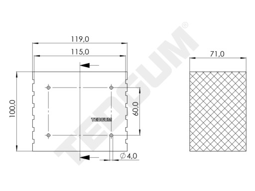 Резиновая накладка на стрелу мобильного подъемника TEDGUM 00849900