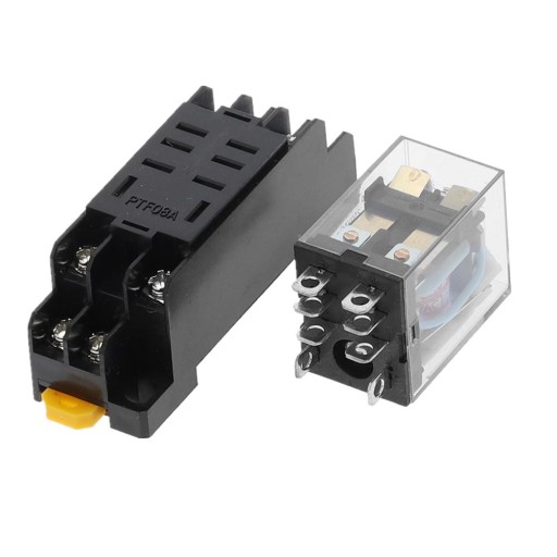 PRZEKAŹNIK z podstawką 12V DC 2x4A 1x8A stycznik no nc styki cewka 12 v a b