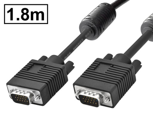 Кабель VGA-VGA D-SUB HD15P DDC WQHD FullHD 2K/60 Гц, черный, 1,8 м