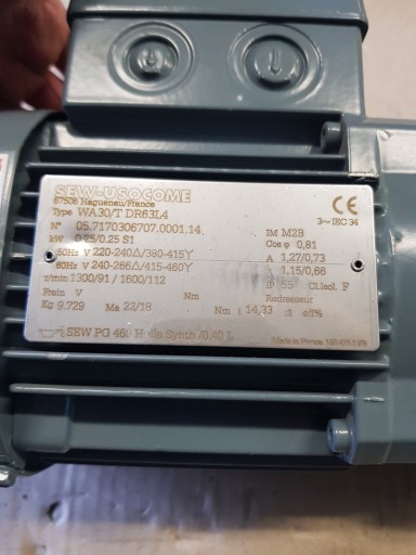 Мотор-редуктор SEW WA30/T DR63L4, 91 об/мин, 14,33:1
